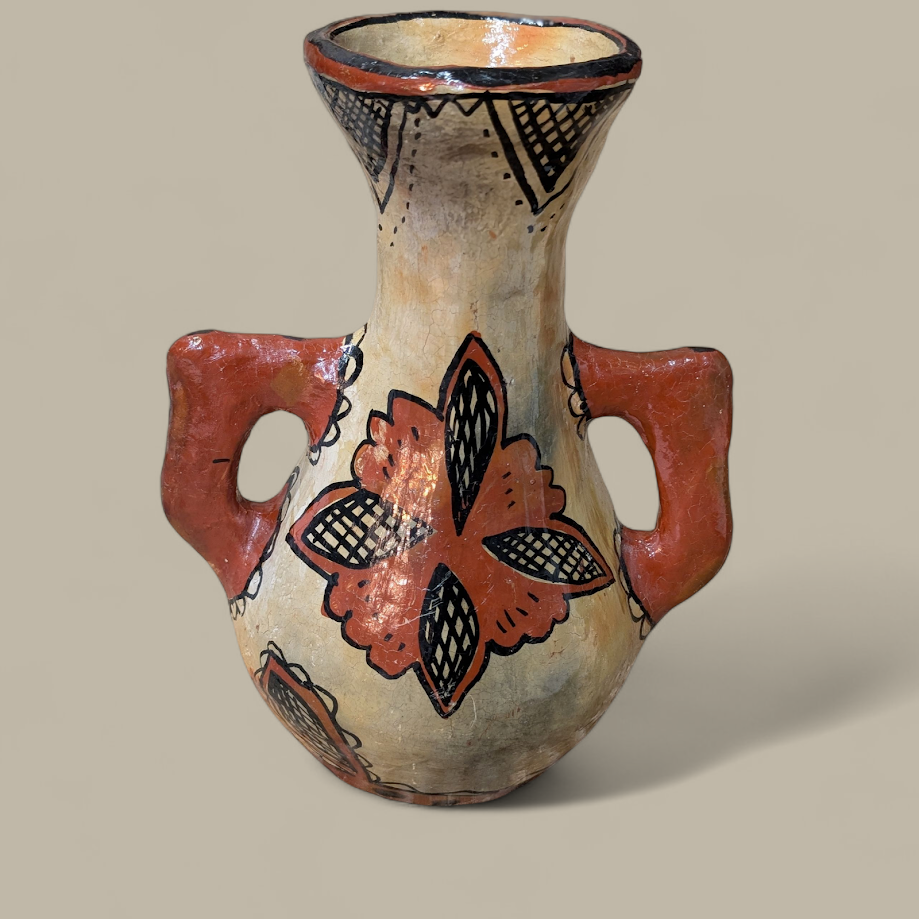 Vintage Berber Hand-Painted Pottery Vase