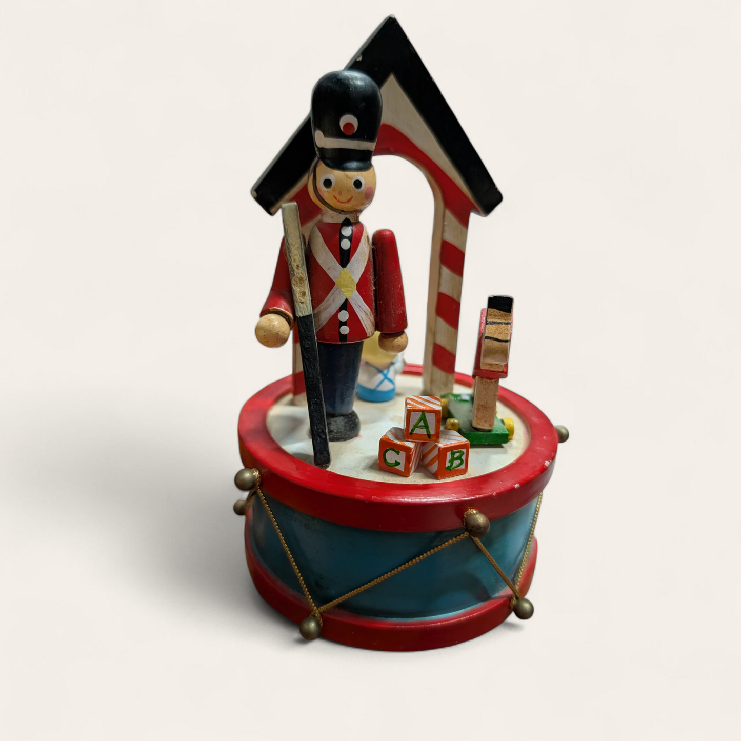 Wooden Toy Soldier Drum Music Box