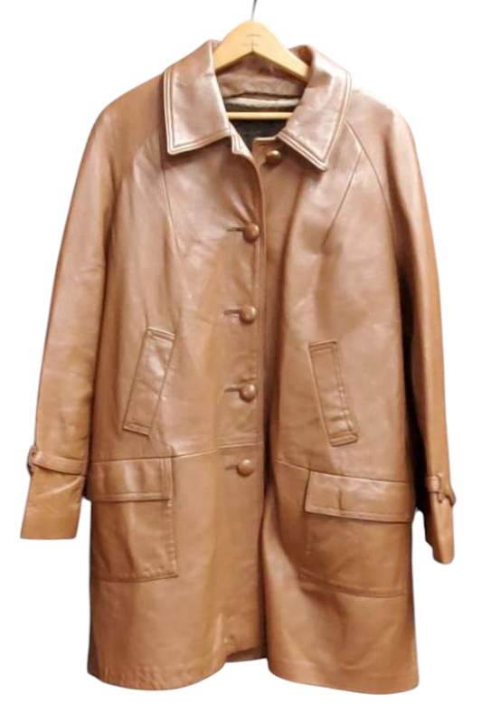 1970s Authentic Brown Leather Driving Coat